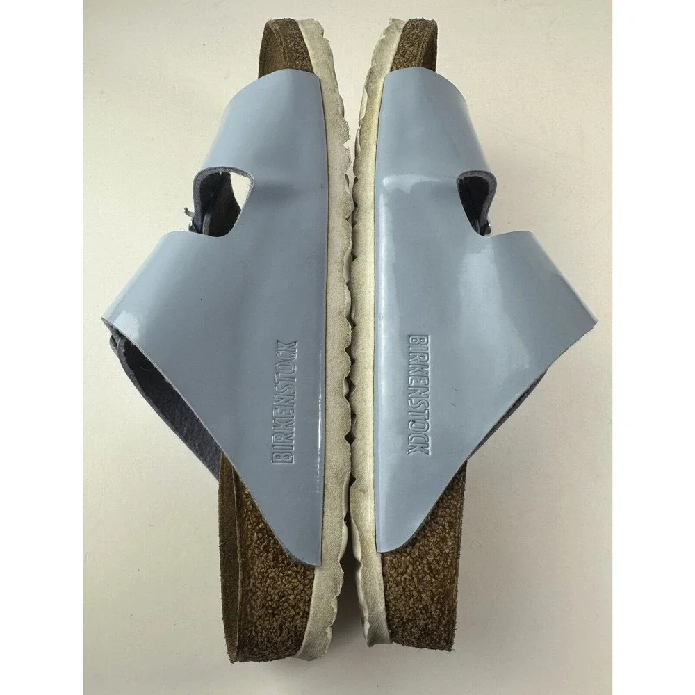 Birkenstock Arizona Big Buckle Birko-Flor Patent Dove Blue Size 37 US Women's 6 - Picture 7 of 11